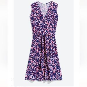 Pink/navy print Leota wrap dress